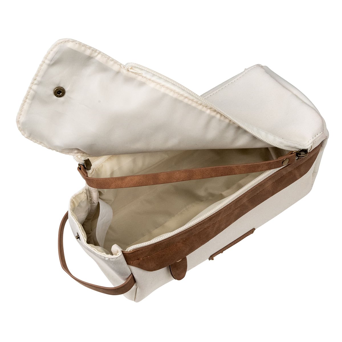 Necessaire Canvas Off White e Marrom Off White 3