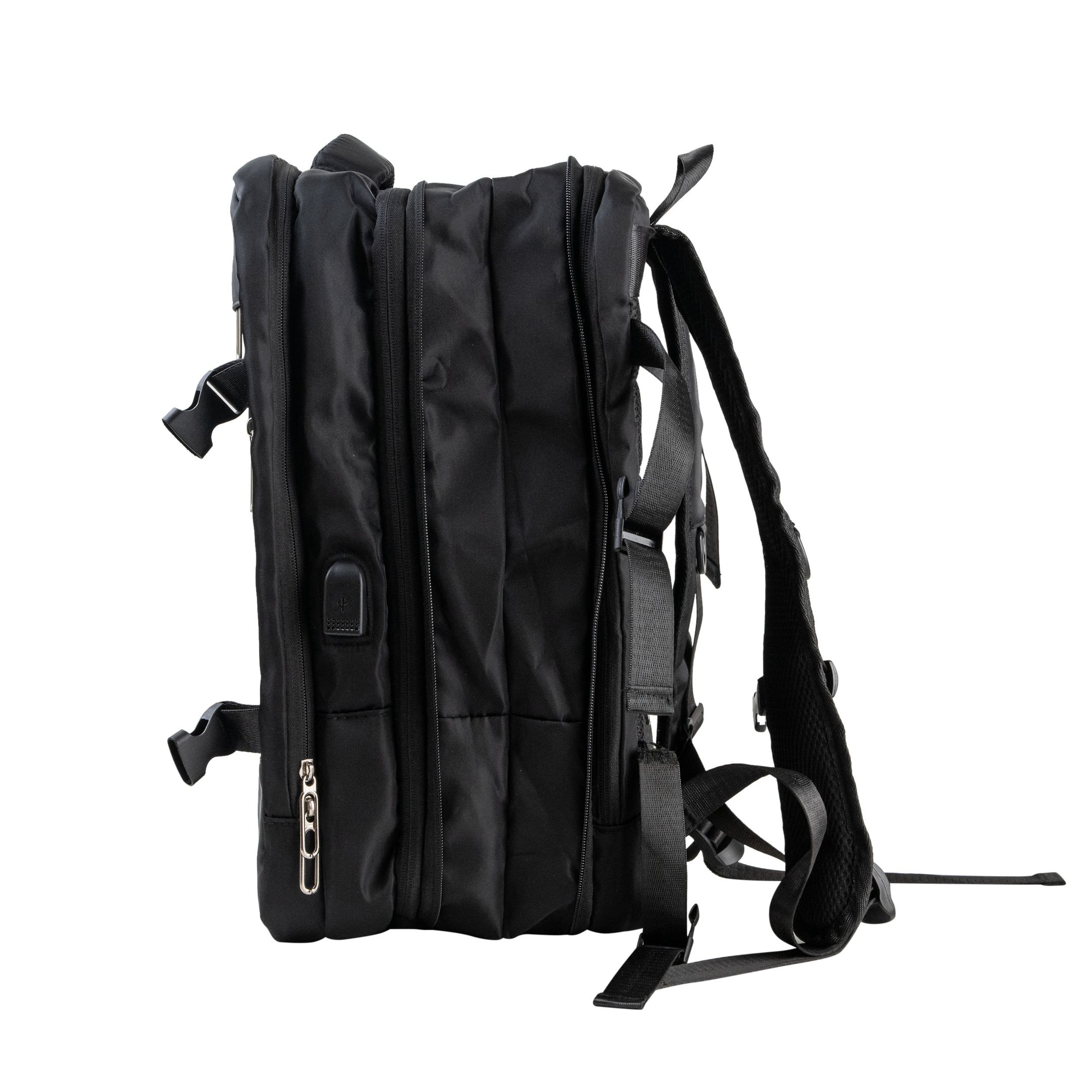 Mochila Expansível Viagem Preta Preto 3