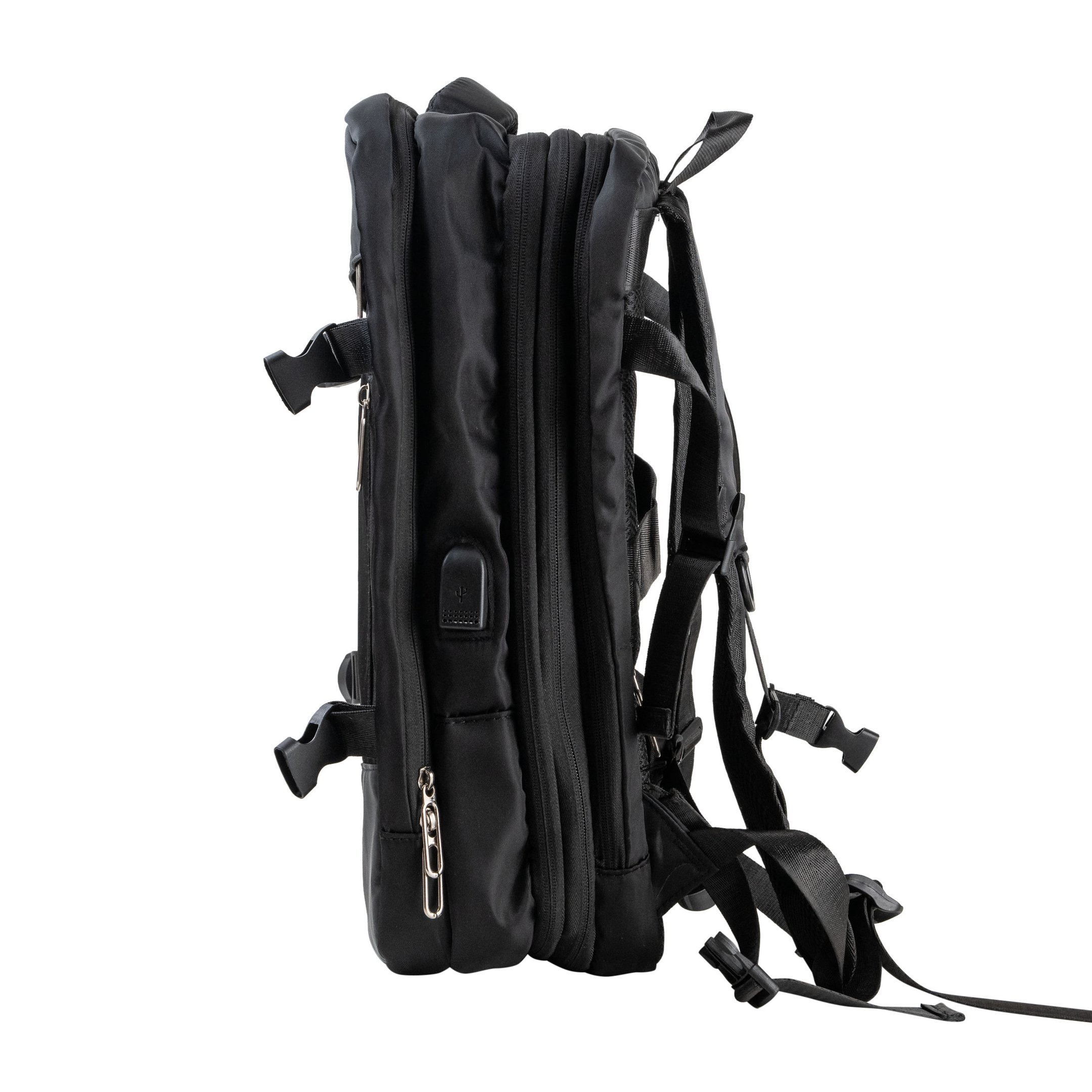 Mochila Expansível Viagem Preta Preto 4