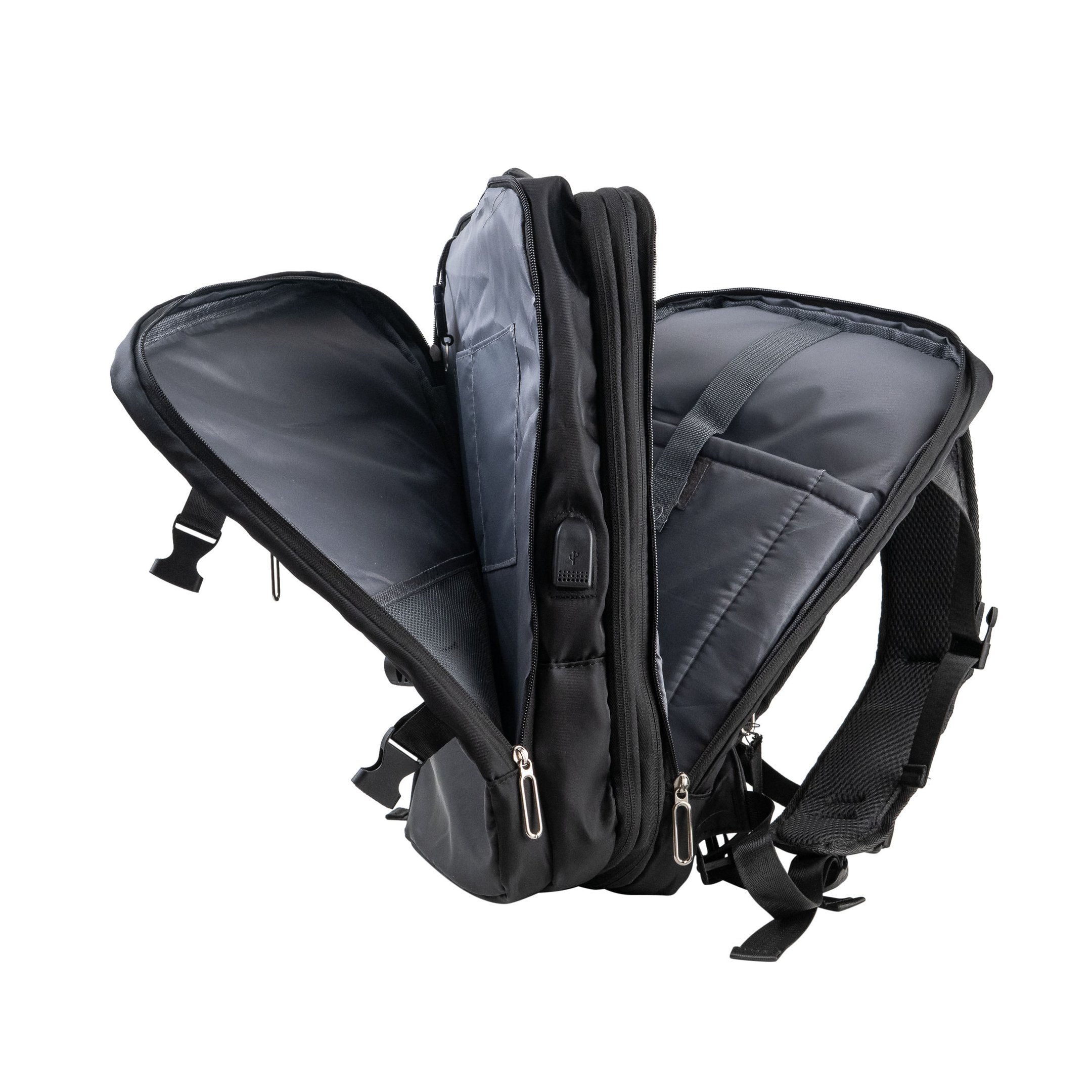 Mochila Expansível Viagem Preta Preto 5