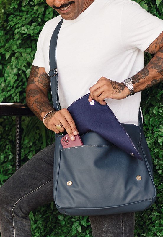 Pasta Carteiro Lennas Transversal Masculina Feminina Azul L022 Azul 7