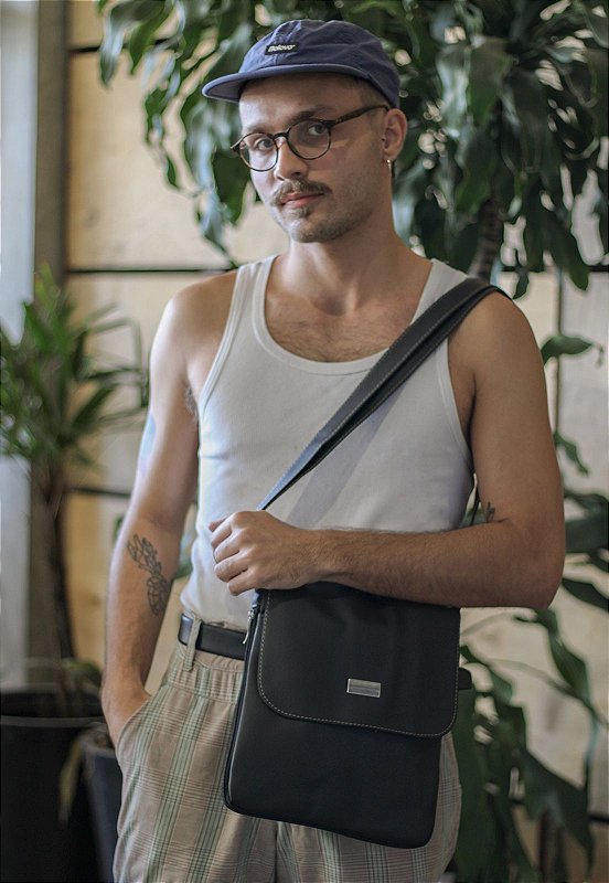 Lennas Bolsa Transversal Feminina Masculina Preta L012 Preto 6