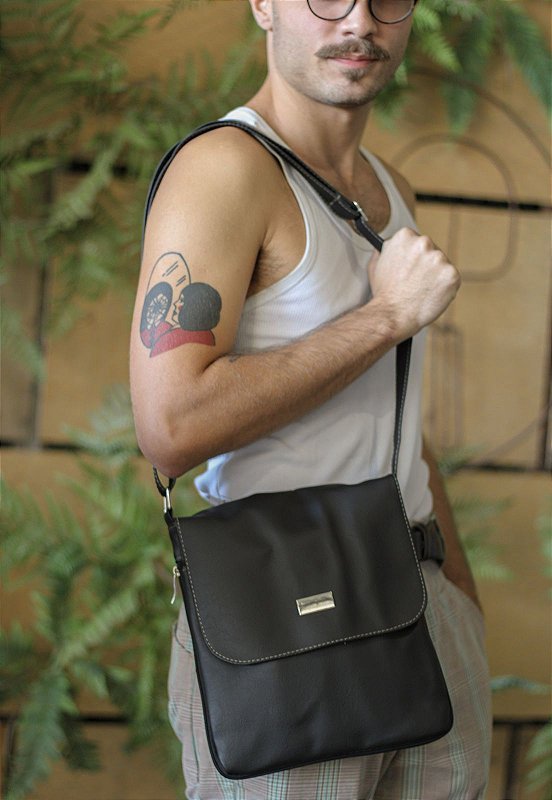 Lennas Bolsa Transversal Feminina Masculina Preta L012 Preto 7