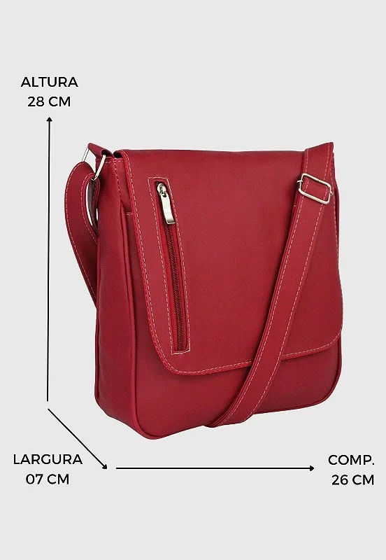 Lennas Bolsa Transversal Media Masculina Feminina Vermelha L023 Vermelho 2