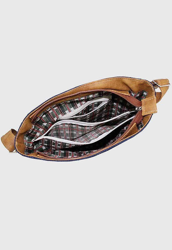 Bolsa Lennas Transversal de Lona Caqui L068 Bege 5