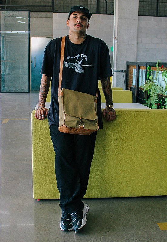 Bolsa Lennas Transversal de Lona Caqui L068 Bege 6