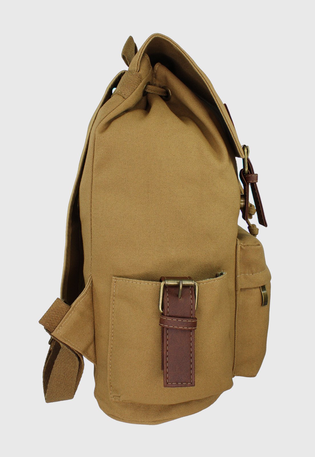 Lennas Mochila Vintage de Lona Tamanho Grande Caqui L085 Bege 3