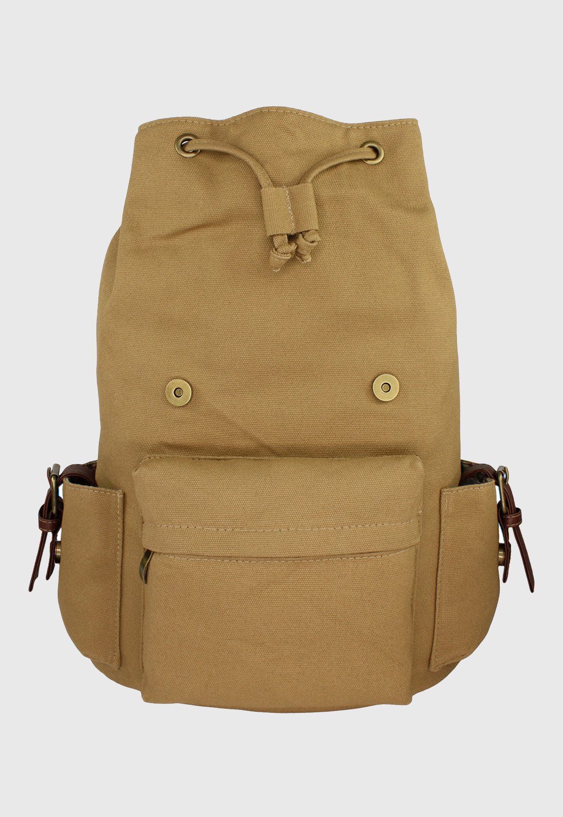 Lennas Mochila Vintage de Lona Tamanho Grande Caqui L085 Bege 4