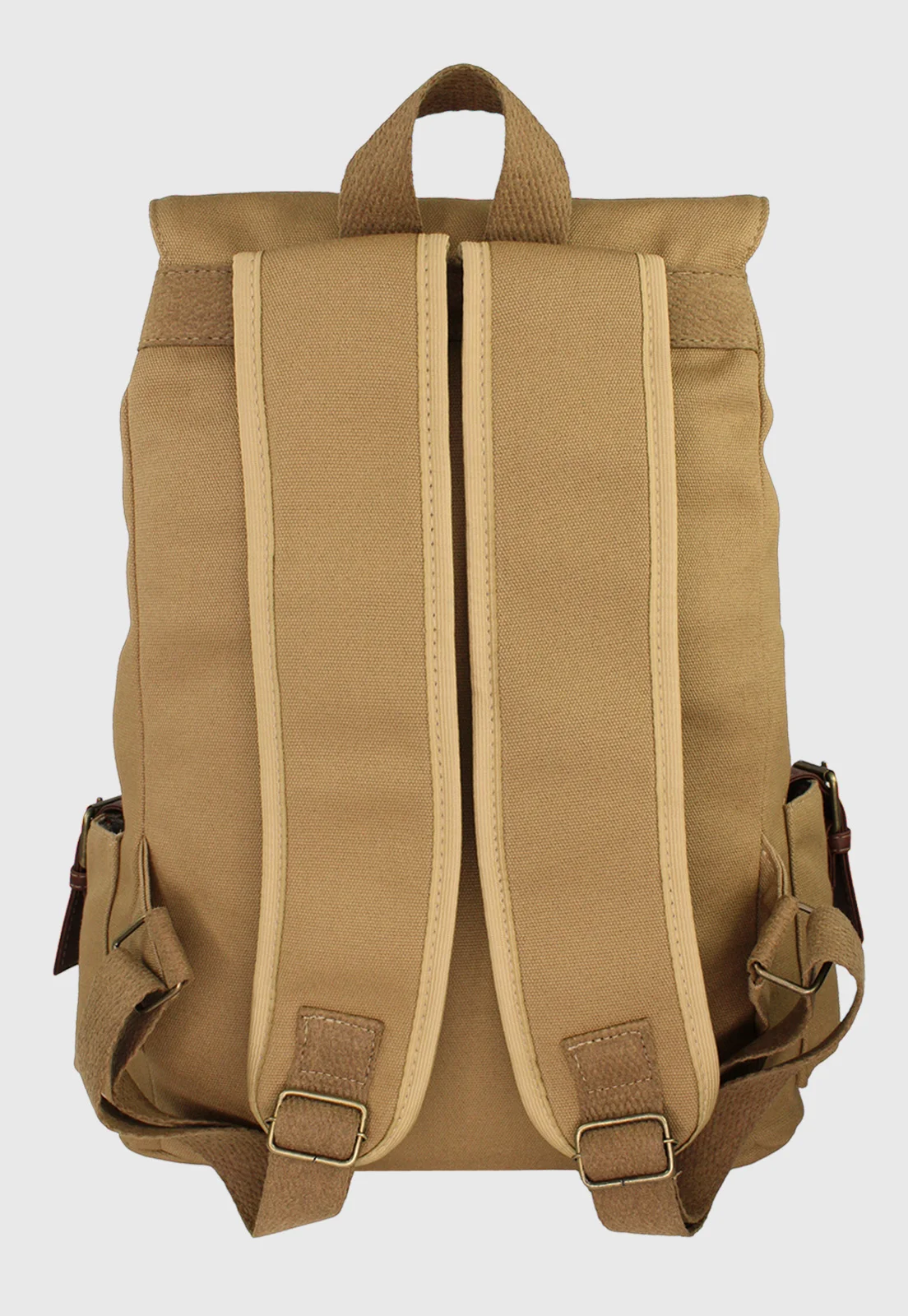 Lennas Mochila Vintage de Lona Tamanho Grande Caqui L085 Bege 5