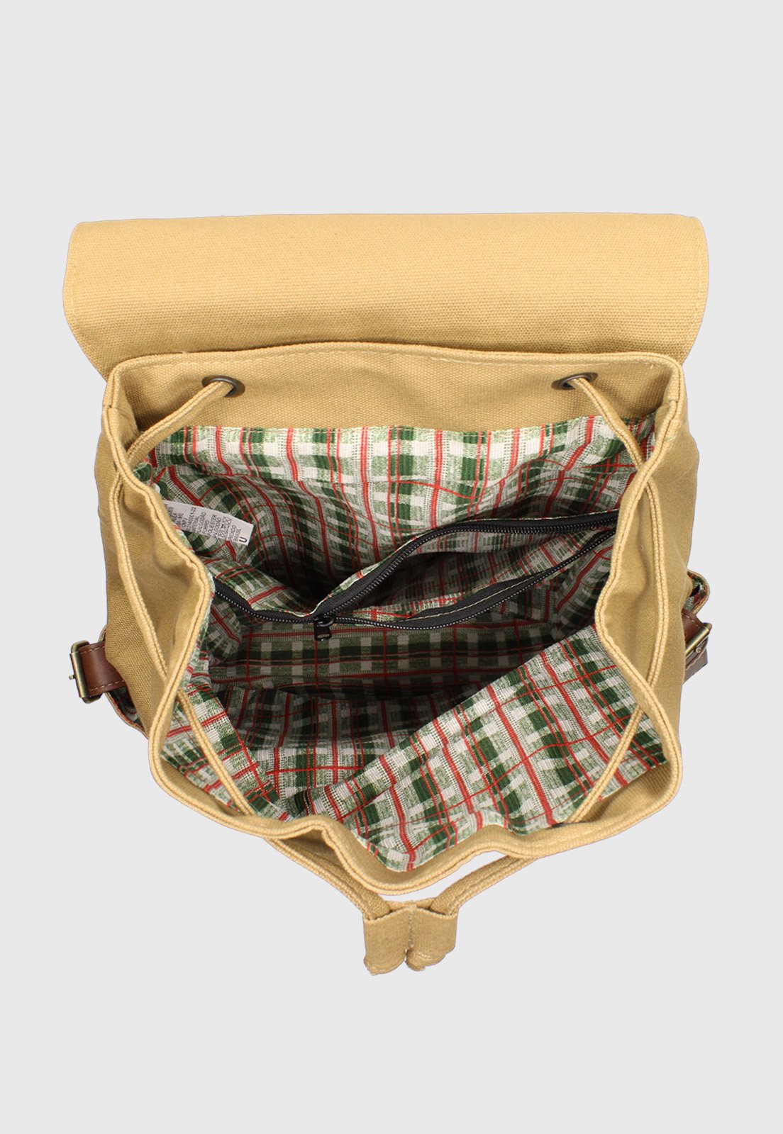 Lennas Mochila Vintage de Lona Tamanho Grande Caqui L085 Bege 6