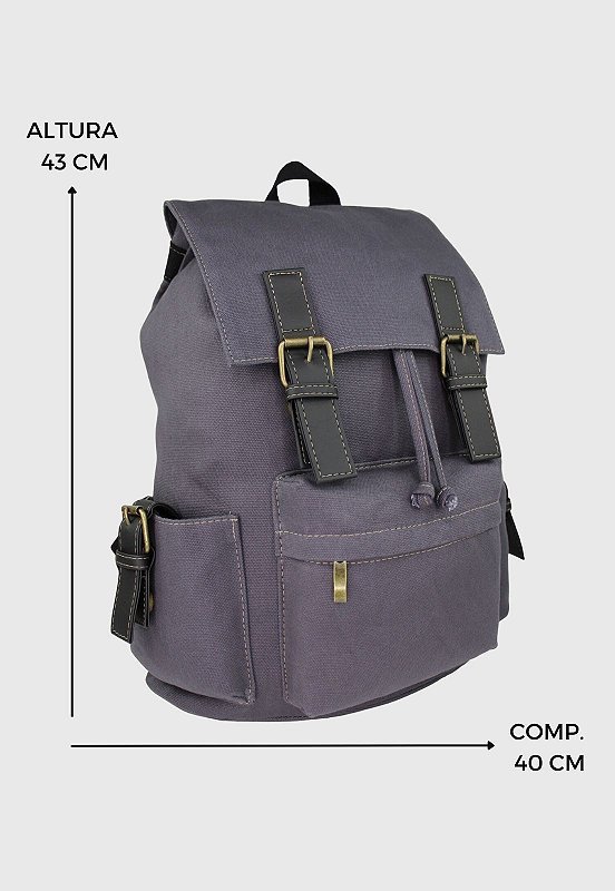 Lennas Mochila Vintage de Lona Tamanho Grande Cinza L085 Cinza 2