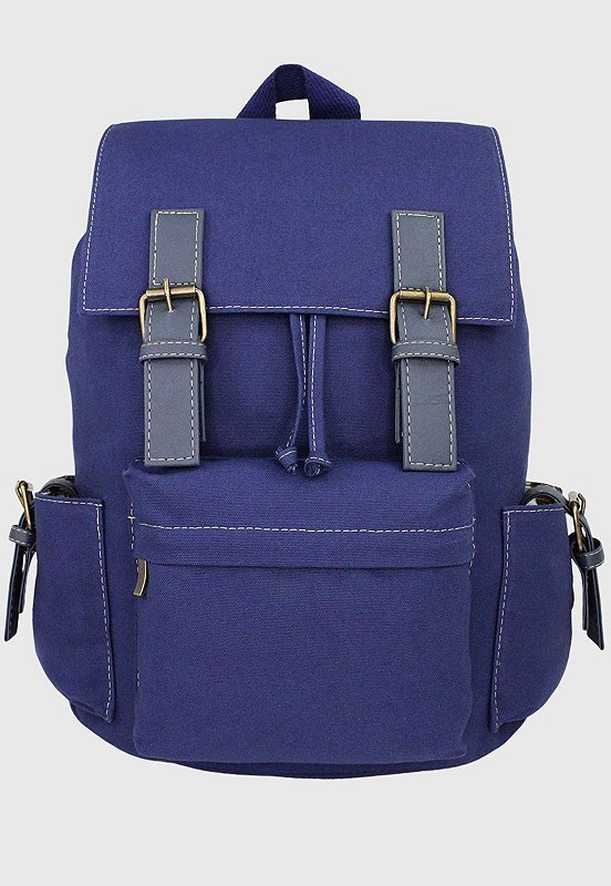 Lennas Mochila Vintage de Lona Tamanho Grande Azul L085 Azul 1