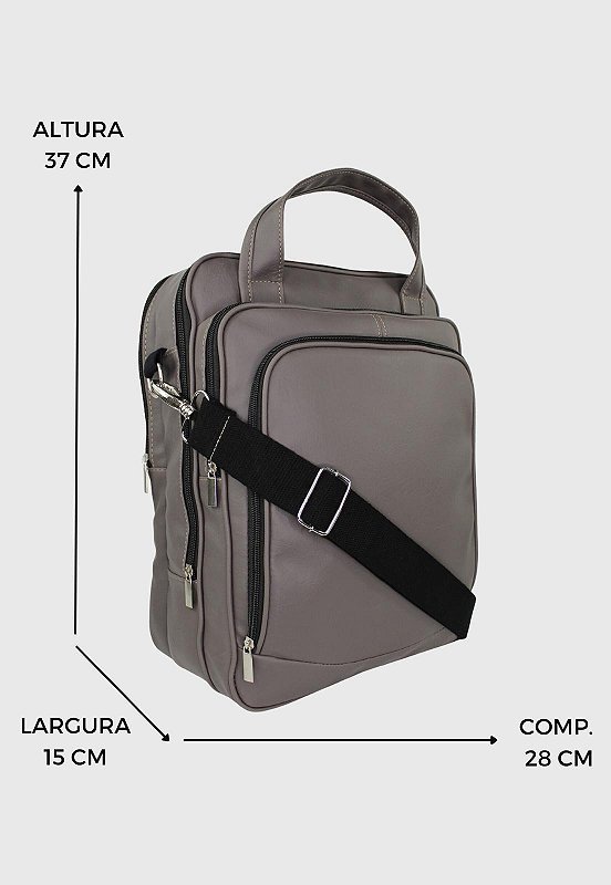Lennas Bolsa Mochila Pasta Transversal Material Sintetico Cinza A001 Cinza 8