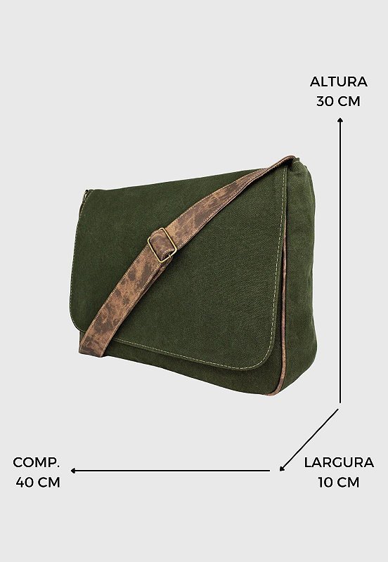 Lennas Pasta Carteiro Bolsa Transversal de Lona Verde Militar A003 Verde 2