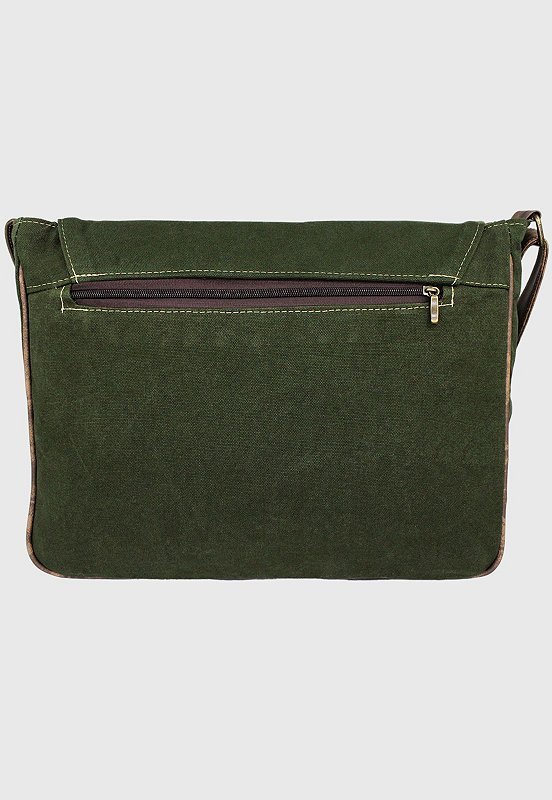Lennas Pasta Carteiro Bolsa Transversal de Lona Verde Militar A003 Verde 3