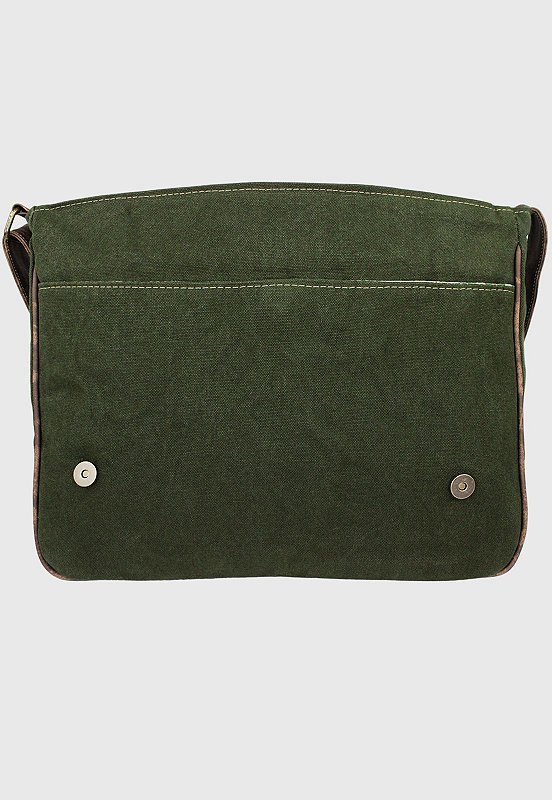 Lennas Pasta Carteiro Bolsa Transversal de Lona Verde Militar A003 Verde 4