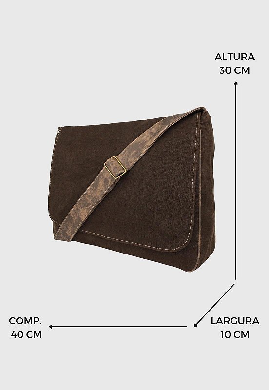 Lennas Pasta Carteiro Bolsa Transversal de Lona Marrom A003 Marrom 2