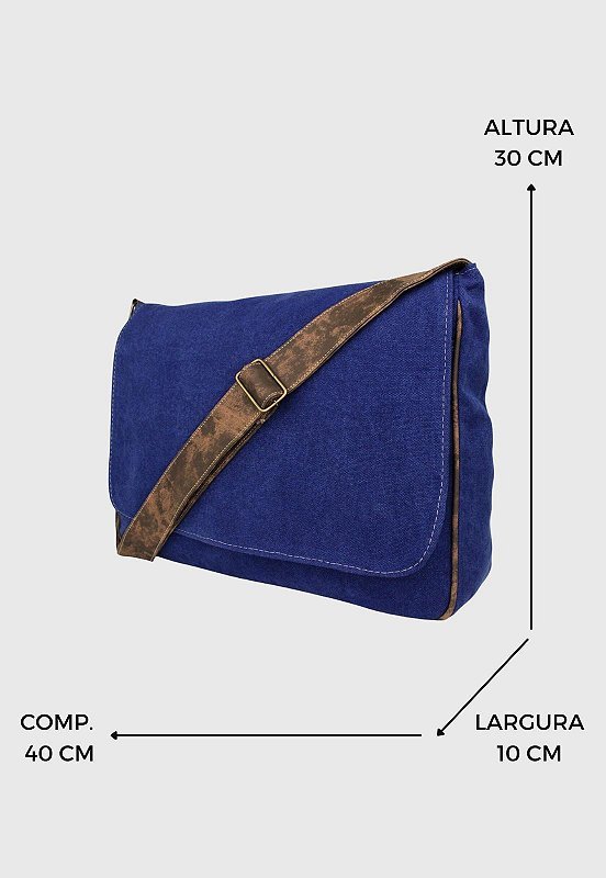 Lennas Pasta Carteiro Bolsa Transversal de Lona Azul A003 Azul 2