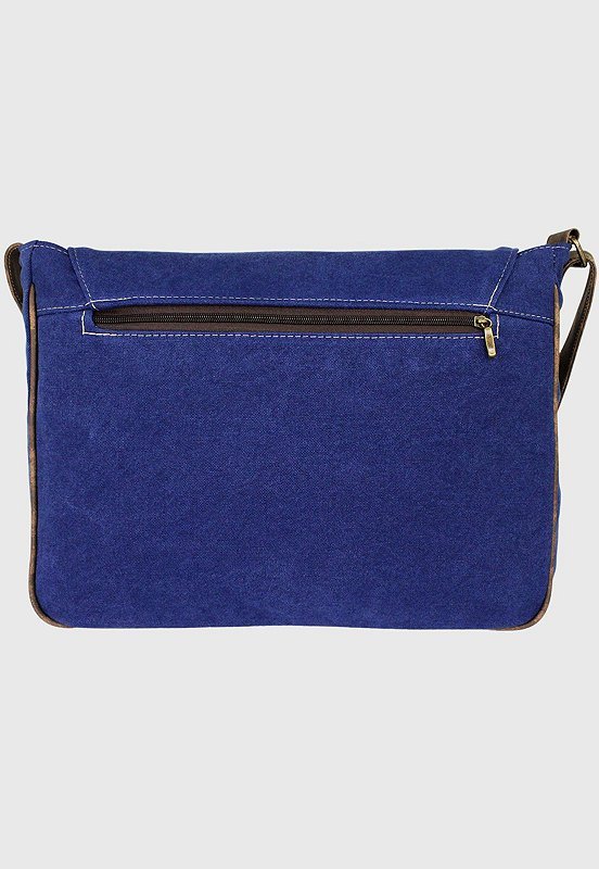 Lennas Pasta Carteiro Bolsa Transversal de Lona Azul A003 Azul 3