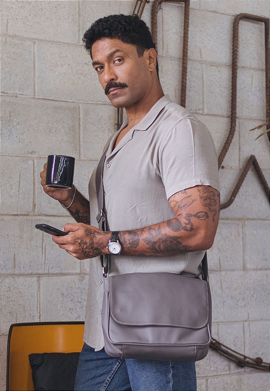 Lennas Pasta Mini Carteiro Bolsa Transversal Cinza A004 Cinza 6