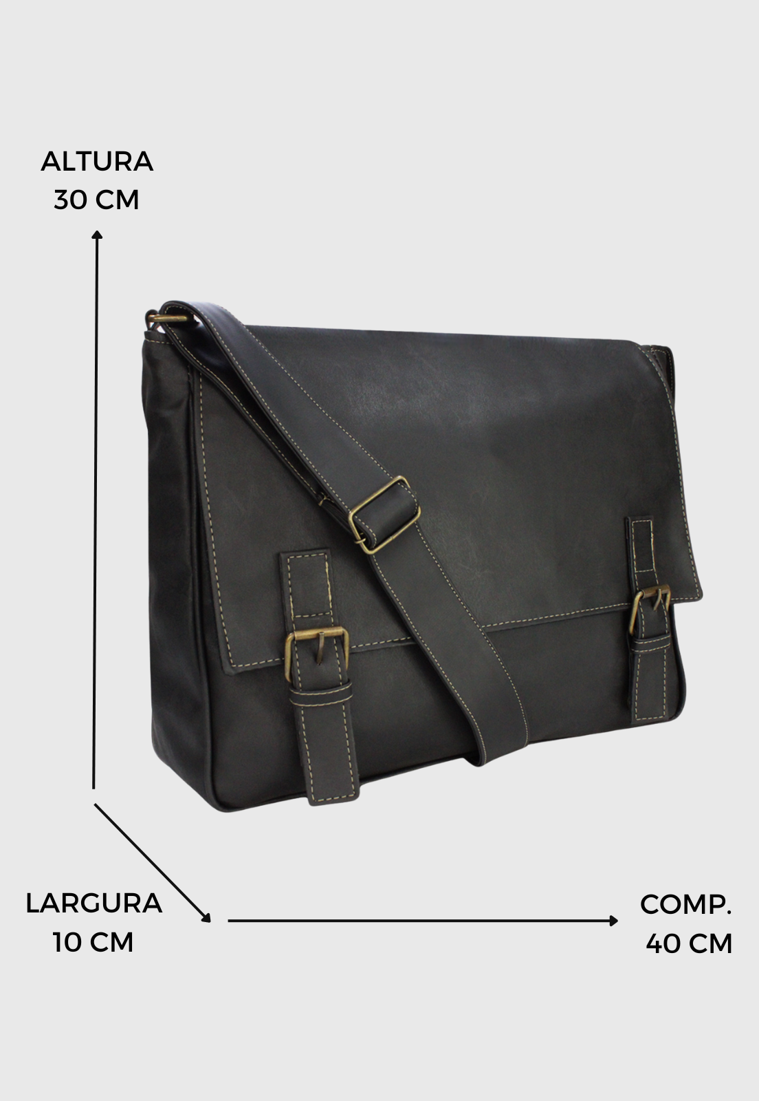 Lennas Bolsa Pasta Carteiro Vintage Preta A006 Preto 2