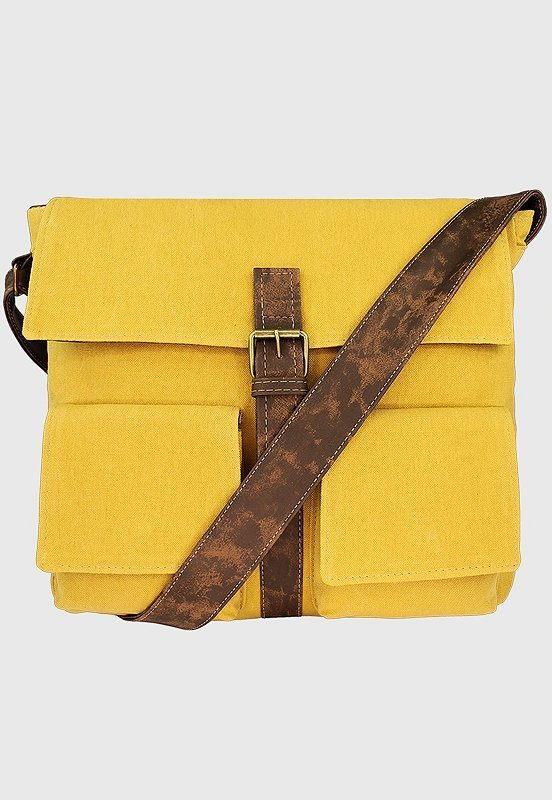 Lennas Bolsa Pasta Carteiro Transversal de Lona Amarelo A007 Amarelo 1