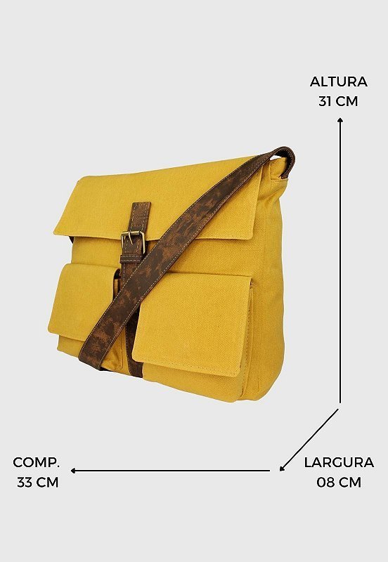 Lennas Bolsa Pasta Carteiro Transversal de Lona Amarelo A007 Amarelo 2