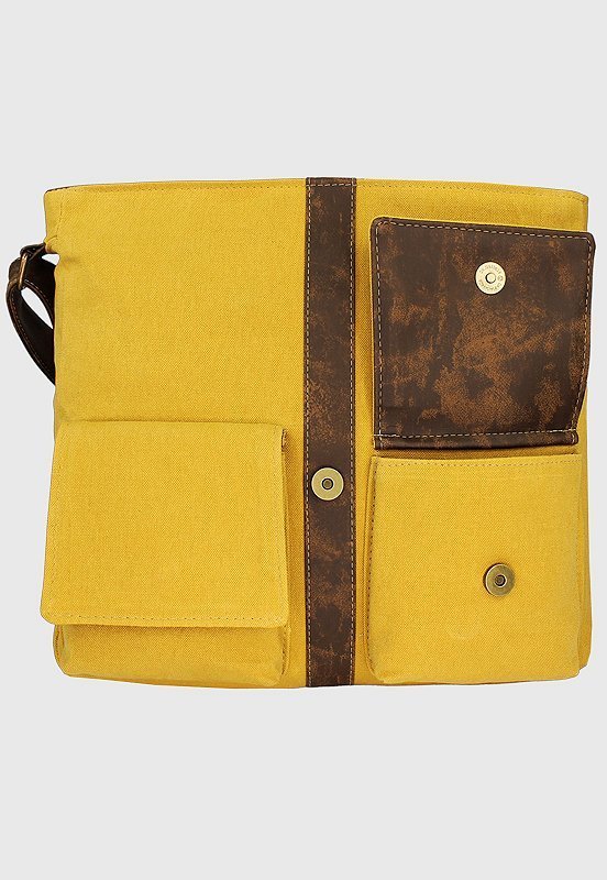 Lennas Bolsa Pasta Carteiro Transversal de Lona Amarelo A007 Amarelo 4