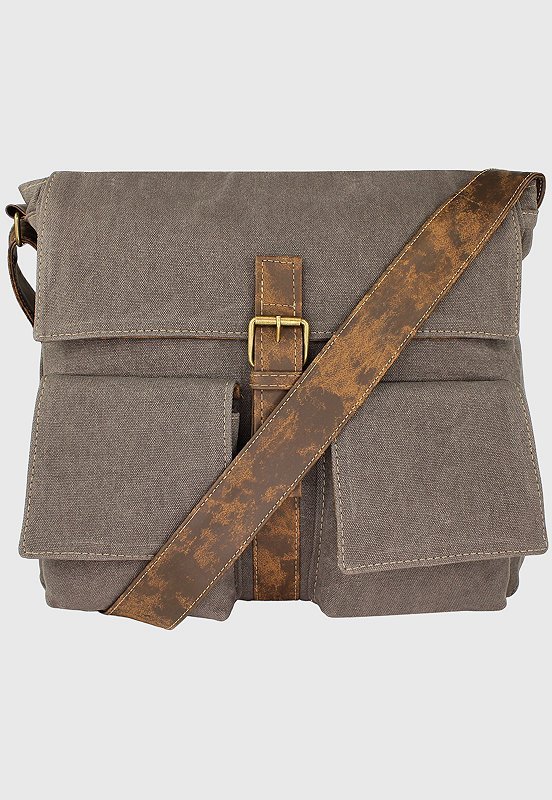 Lennas Bolsa Pasta Carteiro Transversal de Lona Cinza A007 Cinza 1