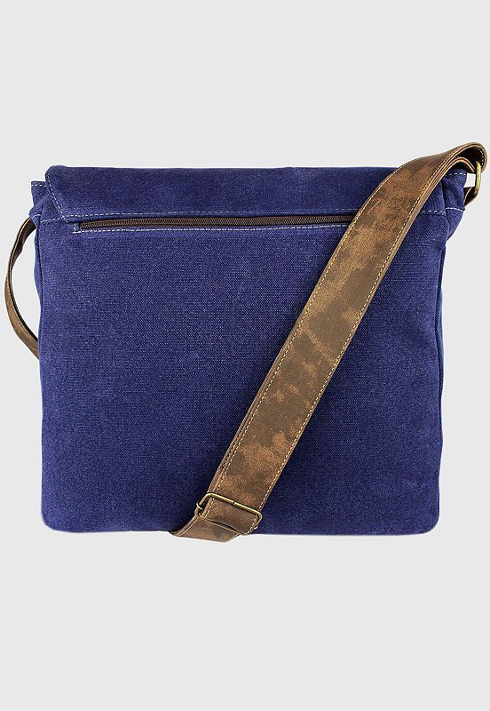 Lennas Bolsa Pasta Carteiro Transversal de Lona Azul A007 Azul 4