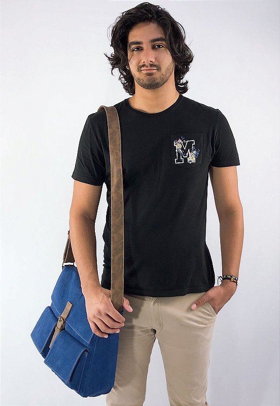 Lennas Bolsa Pasta Carteiro Transversal de Lona Azul A007 Azul 6