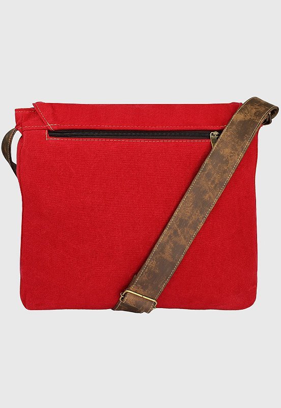Lennas Bolsa Pasta Carteiro Transversal de Lona Vermelha A007 Vermelho 3