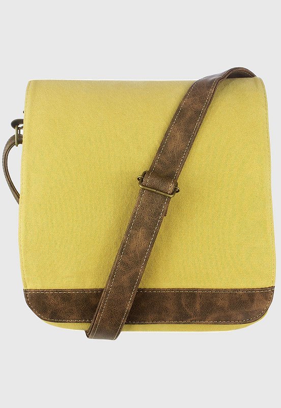 Lennas Bolsa Tiracolo Transversal de Lona Feminina Masculina Amarela A008 Amarelo 2