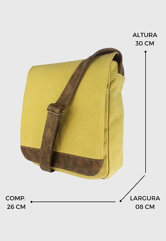 Lennas Bolsa Tiracolo Transversal de Lona Feminina Masculina Amarela A008 Amarelo 6