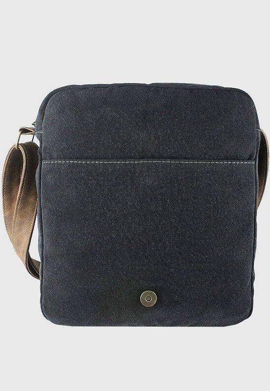 Lennas Bolsa Tiracolo Transversal de Lona Feminina Masculina Preta A008 Preto 4