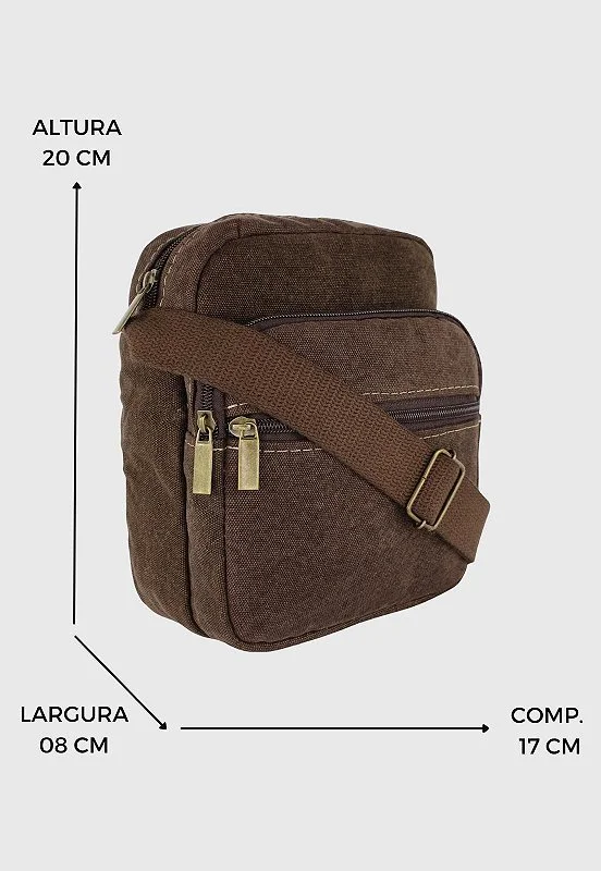 Lennas Shoulder Bag Bolsa Transversal De Lona Tamanho Pequeno Cafe A009 Marrom 2