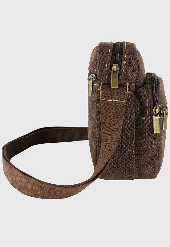 Lennas Shoulder Bag Bolsa Transversal De Lona Tamanho Pequeno Cafe A009 Marrom 4