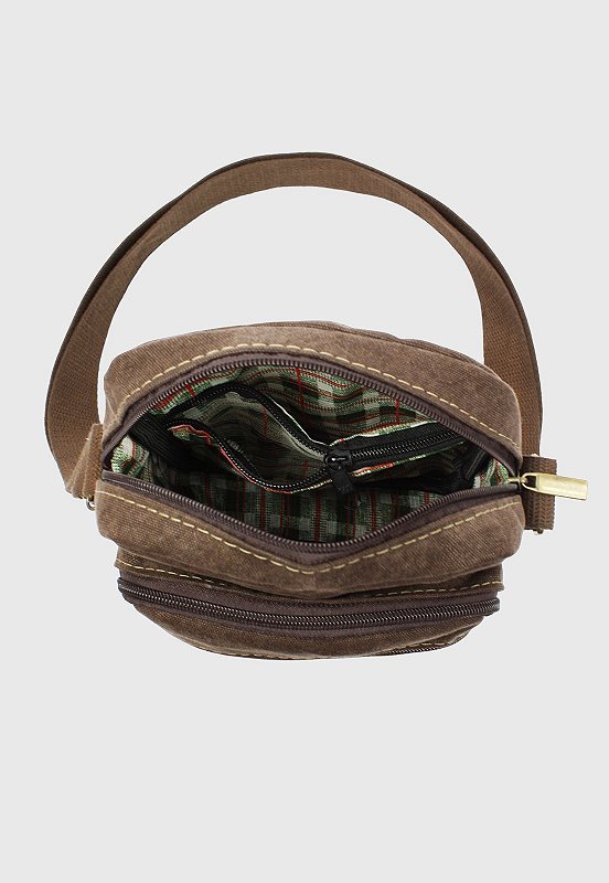 Lennas Shoulder Bag Bolsa Transversal De Lona Tamanho Pequeno Cafe A009 Marrom 5