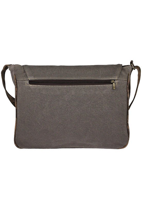 Pasta Lennas Carteiro Vintage Transversal De Lona Cinza A011 Cinza 3
