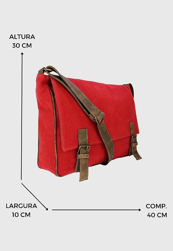 Pasta Lennas Carteiro Vintage Transversal De Lona Vermelha A011 Vermelho 2
