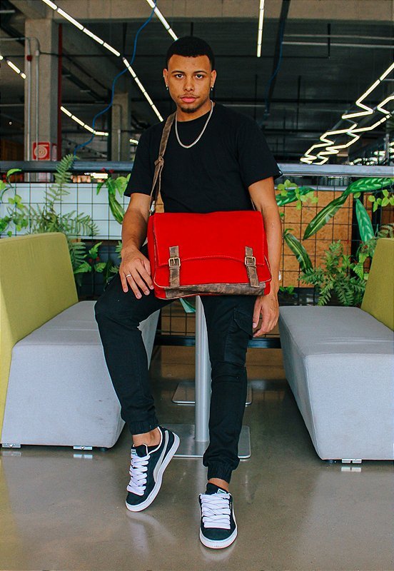 Pasta Lennas Carteiro Vintage Transversal De Lona Vermelha A011 Vermelho 6