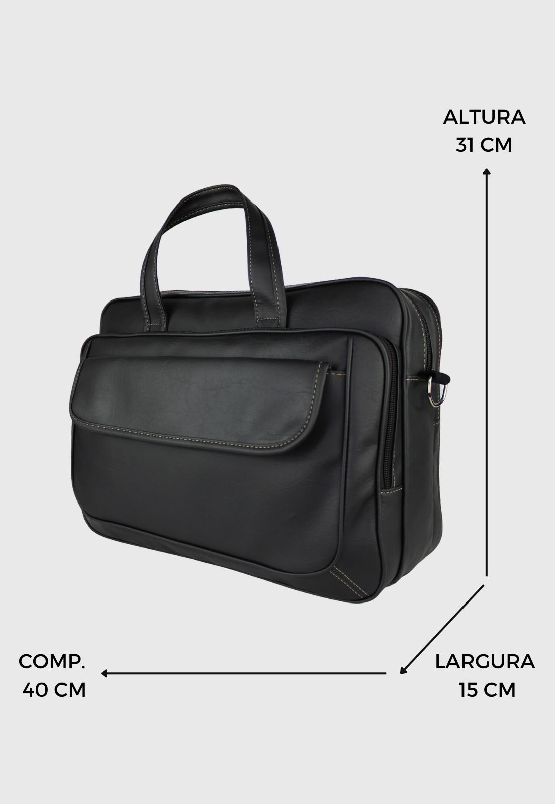 Lennas Bolsa de Mao Pasta Transversal Executiva para Notebook Preta A013 Preto 2