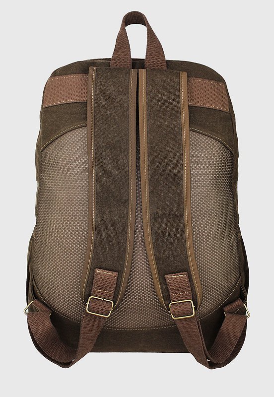 Mochila Lennas De Lona Grande Masculina Feminina Com Compartimento para Notebook Marrom A018 Marrom 4