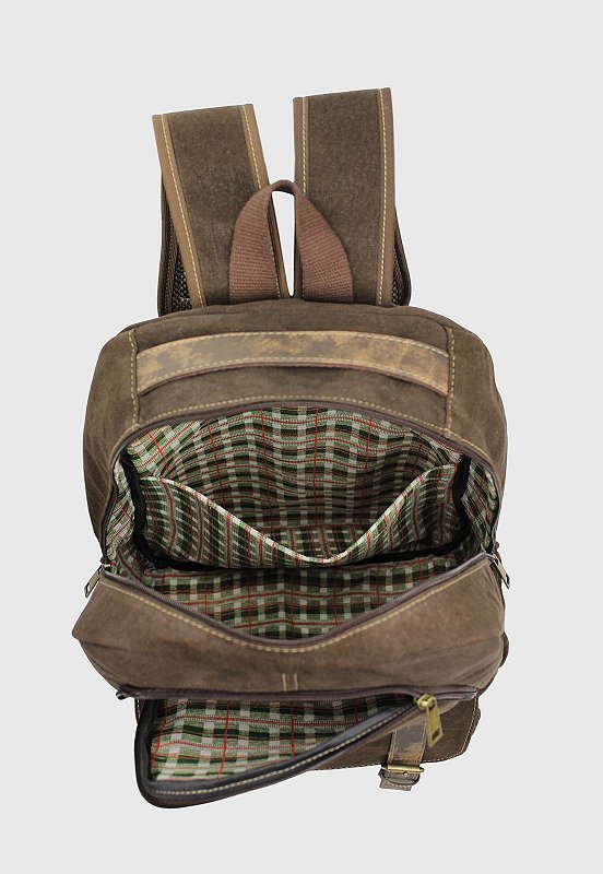 Mochila Lennas De Lona Grande Masculina Feminina Com Compartimento para Notebook Marrom A018 Marrom 5