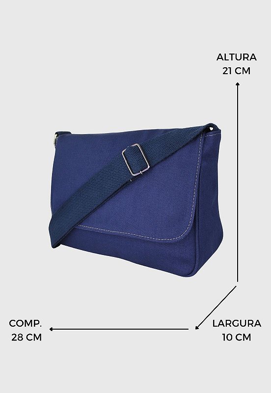 Pasta Lennas Mini Carteiro Transversal de Lona Azul A020 Azul 2