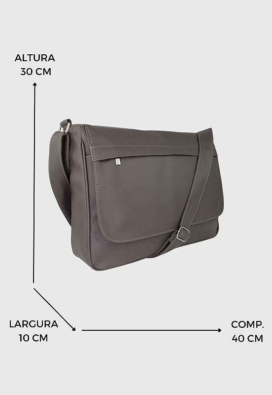 Lennas Pasta Carteiro Transversal Masculina Feminina Cinza LE02 Cinza 2