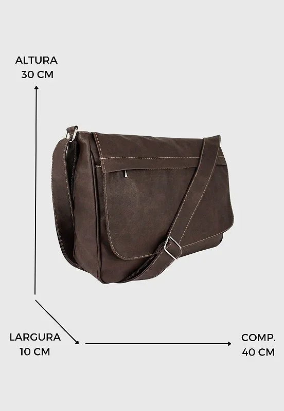 Lennas Pasta Carteiro Transversal Masculina Feminina Marrom LE02 Marrom 2