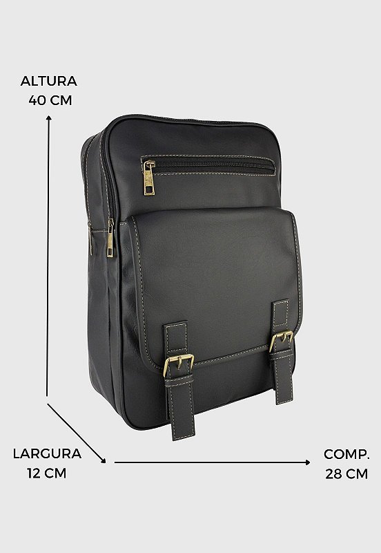 Lennas Mochila Executiva Vintage Masculina Feminina Preta LE03 Preto 2
