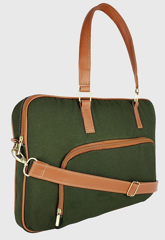 Lennas Pasta Maleta de Mao e Bolsa Transversal Para Notebook Verde LE04 Verde 1
