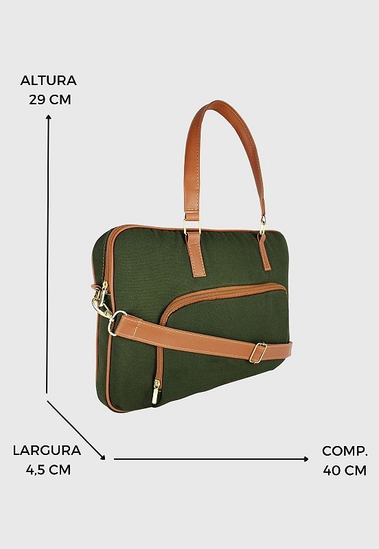 Lennas Pasta Maleta de Mao e Bolsa Transversal Para Notebook Verde LE04 Verde 7